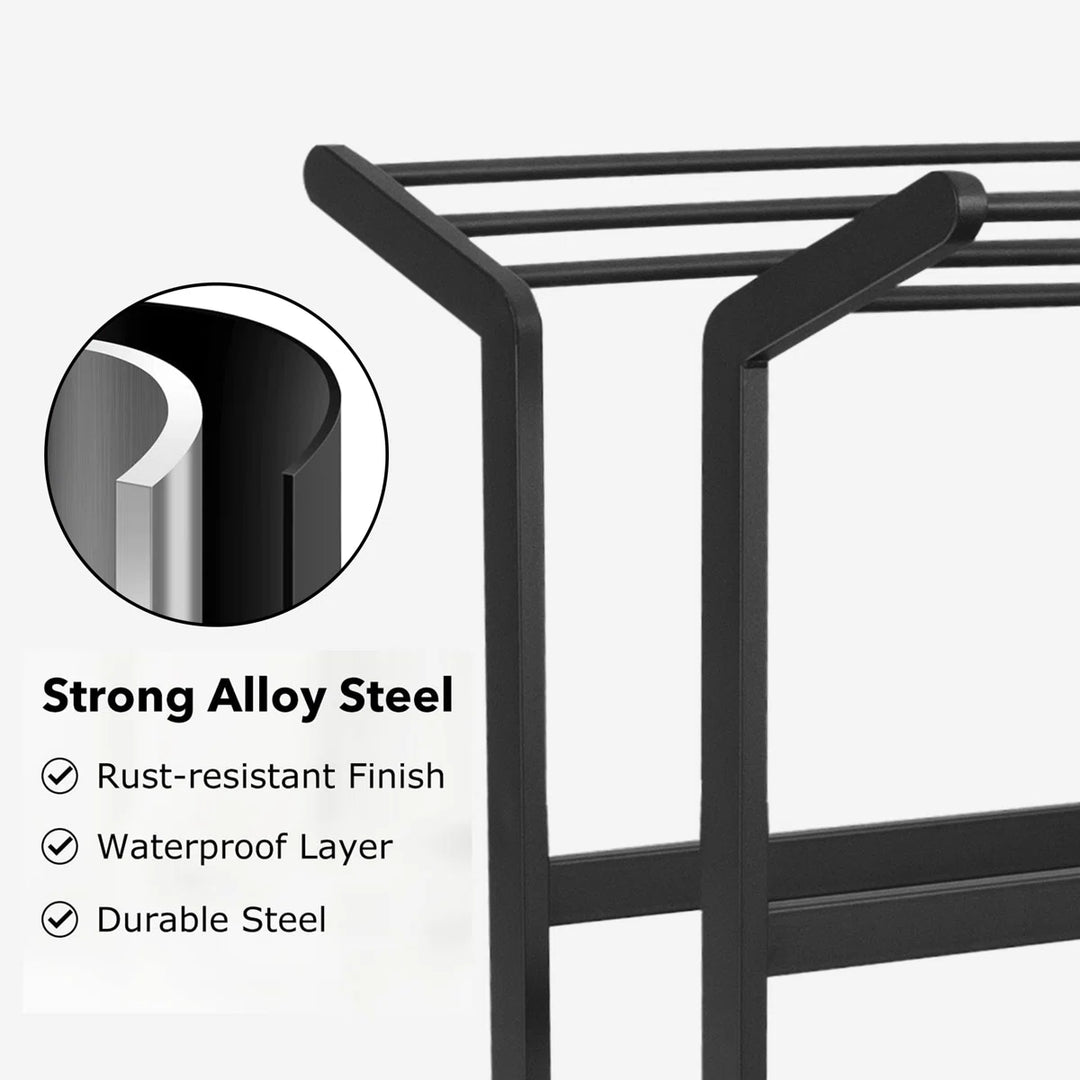 6 Freestanding Towel Rack, Metal Float Holder, Pool Float Storage, Poolside Organizer