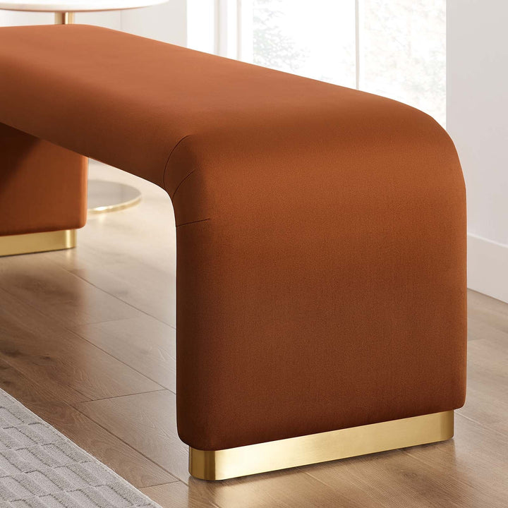 Dell Performance Velvet Waterfall Long Bench - Brass Rust