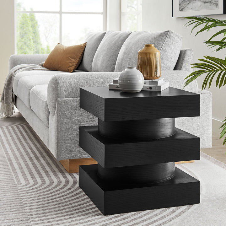 Stacked End Table - Black