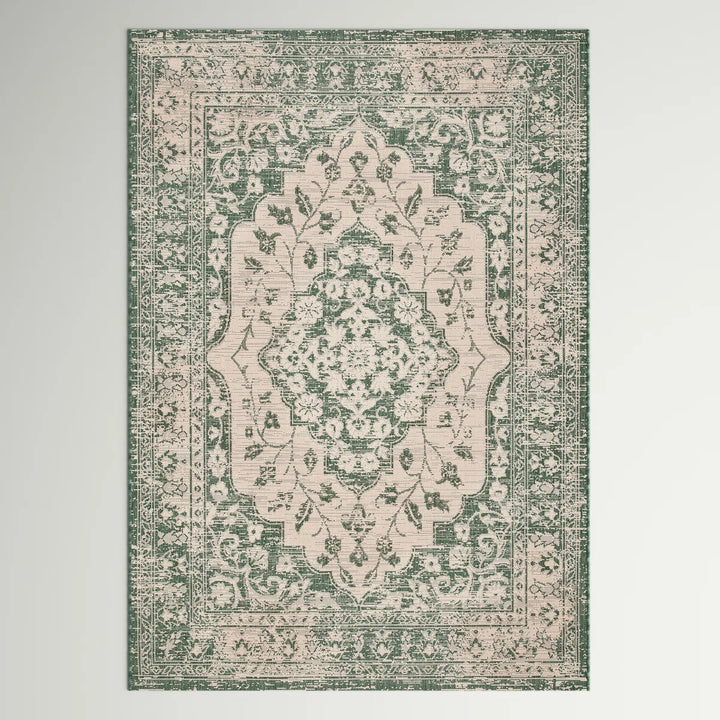 Flynt Oriental Beige/Dark Green Indoor / Outdoor Area Rug