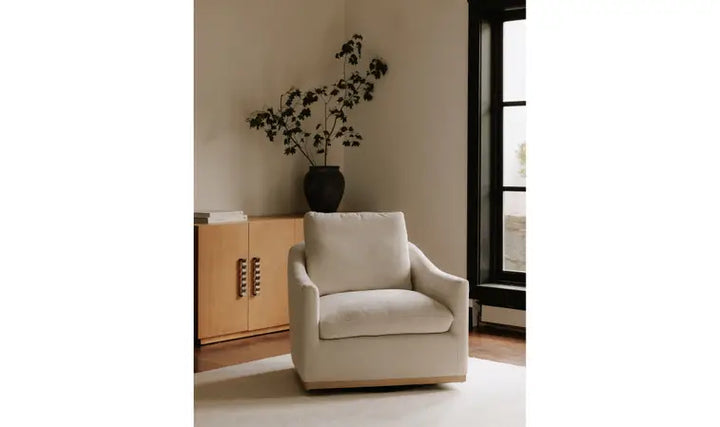 Linden swivel beige chair