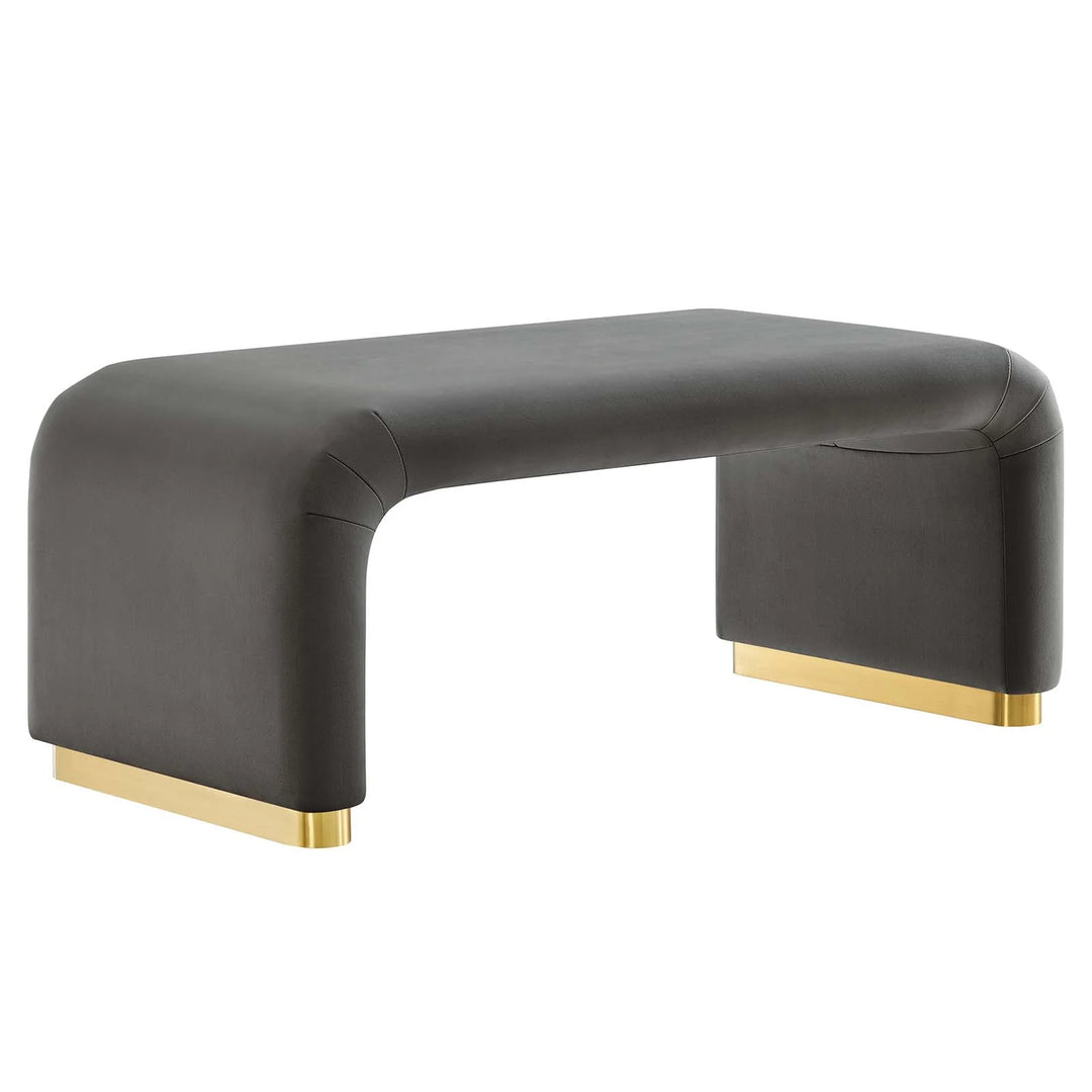 Dell Performance Velvet Waterfall Ottoman - Brass Storm Gray