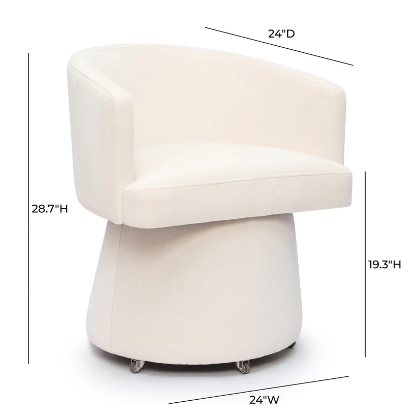 Kelly Cream Upcycled Chenille Rolling Desk Chair