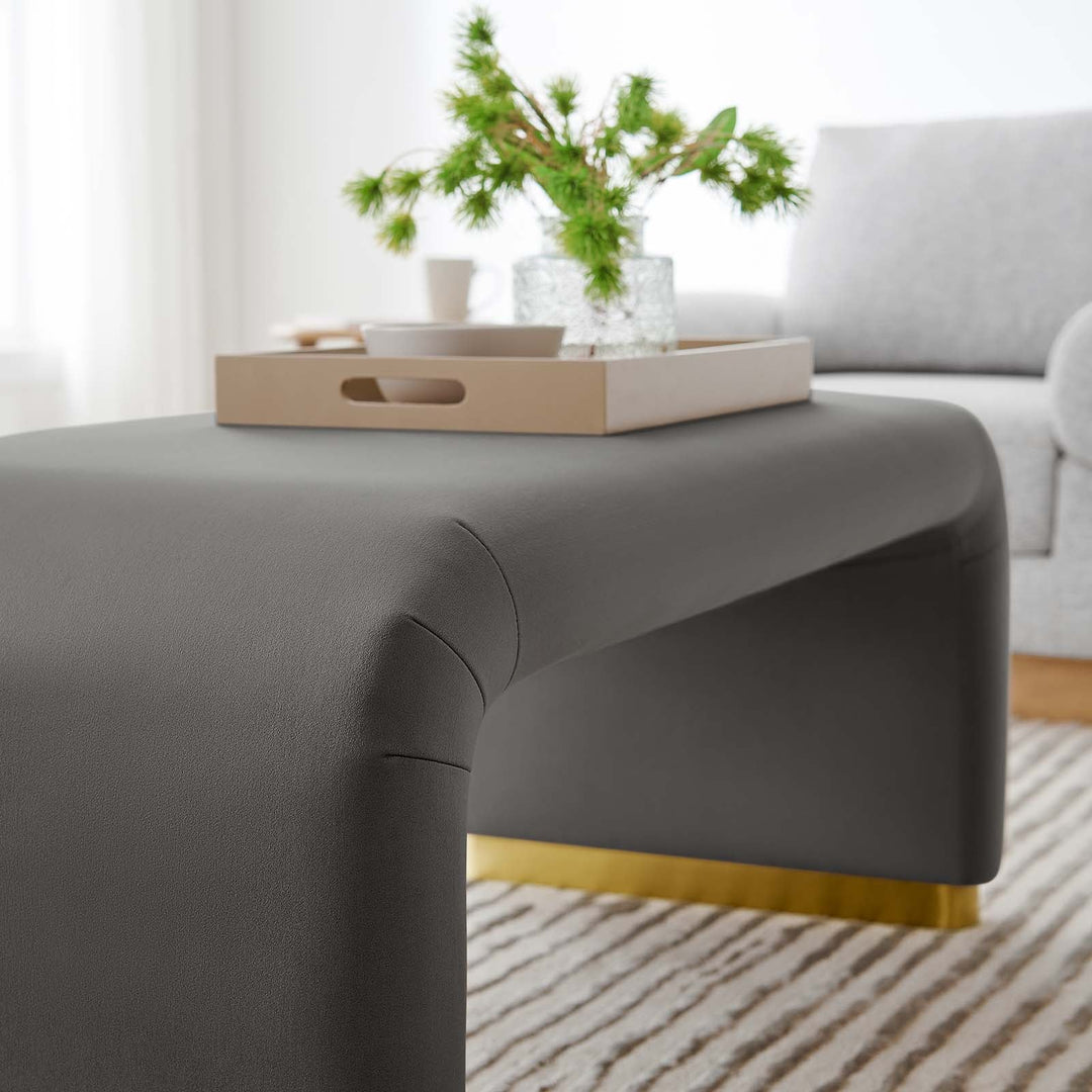 Dell Performance Velvet Waterfall Ottoman - Brass Storm Gray