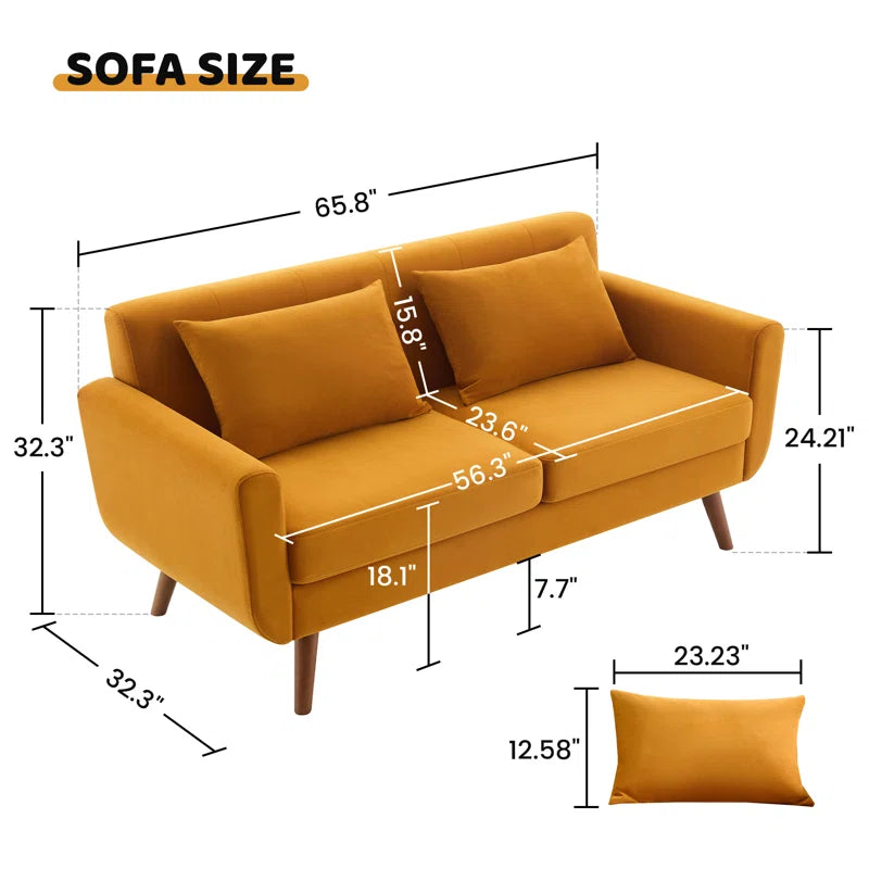 Jadier 66" Upholstered Loveseat Square Sofa