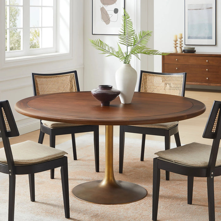 Nalita 60" Round Dining Table - Black/Brass