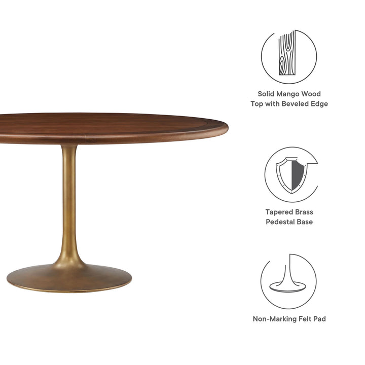 Nalita 60" Round Dining Table - Black/Brass