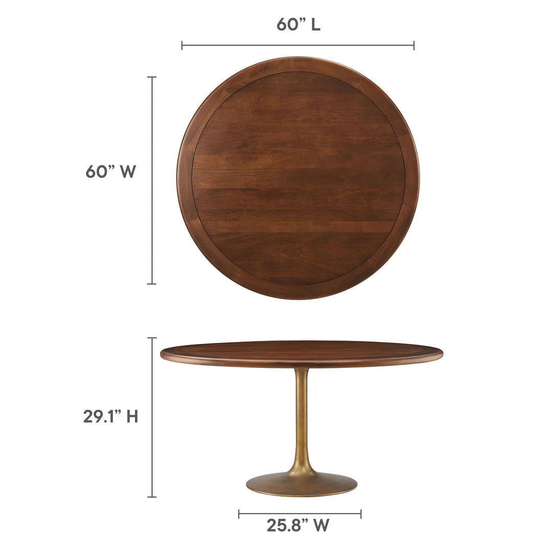 Nalita 60" Round Dining Table - Black/Brass