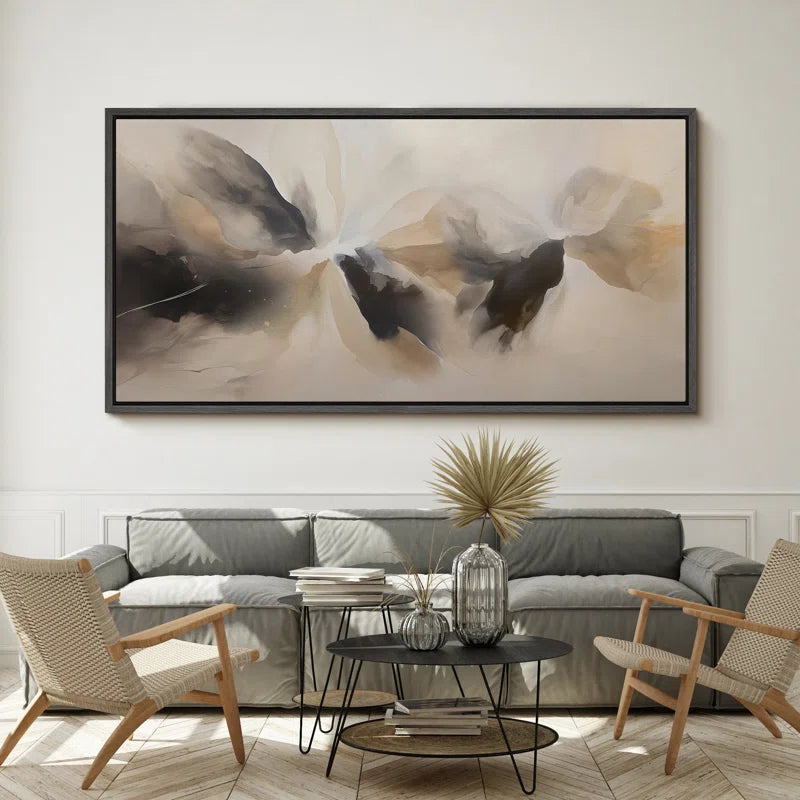 Grunge Abstract Paint Stroke Effect " Abstract Landscape Brown Gray Mountain Expanse Modern Art Relax Calm Warm Extra Large Pictures "