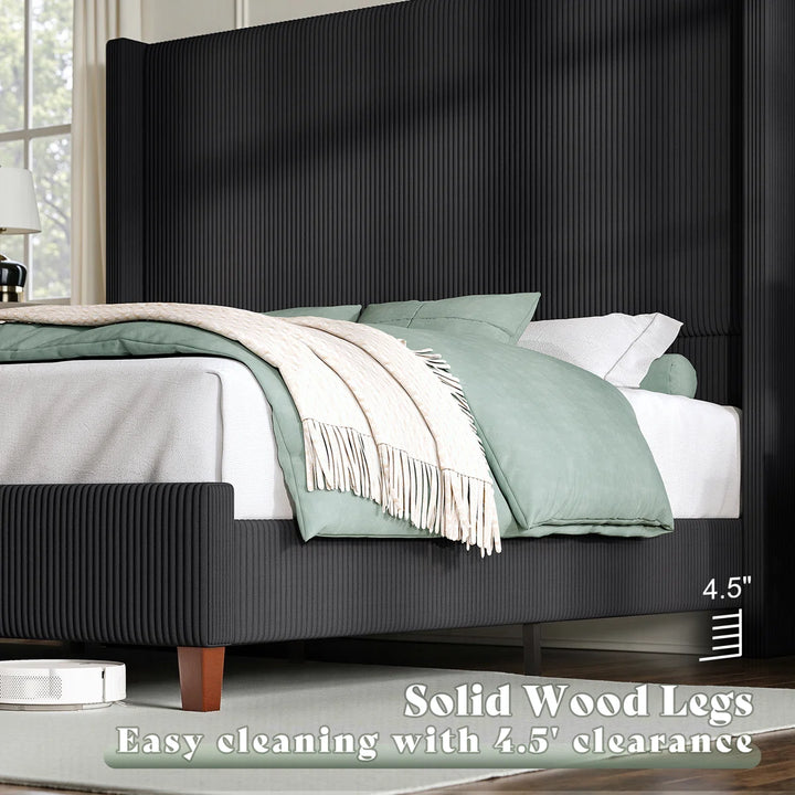 Dunwoody Upholstered Wingback Platform Bed