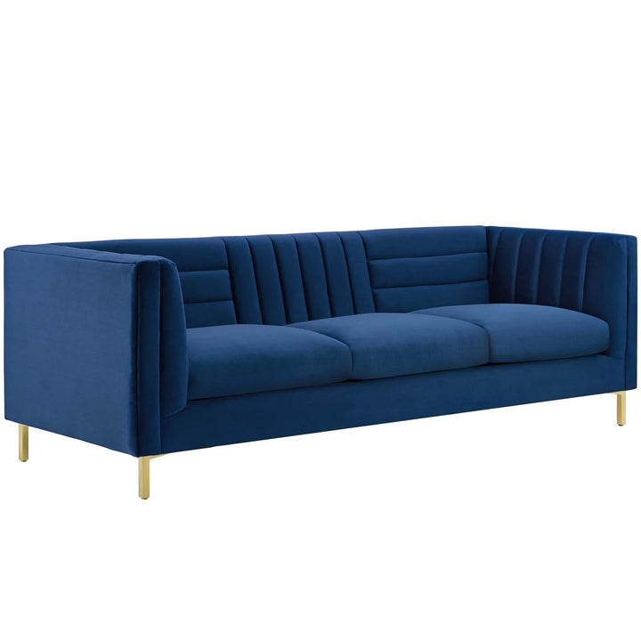 Tingen Channel Tufted Sofa - Navy