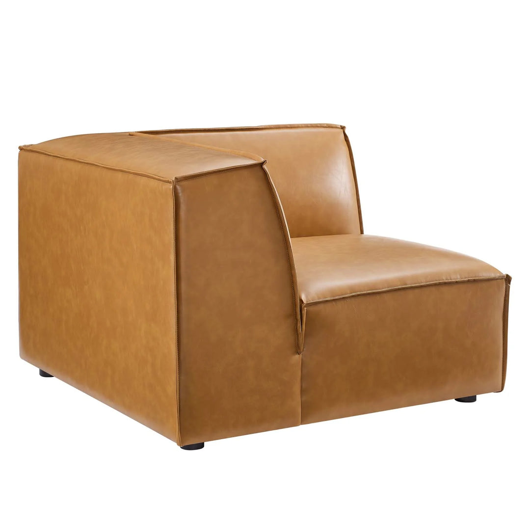 Tressor Vegan Leather Sectional Sofa Corner Chair - Tan