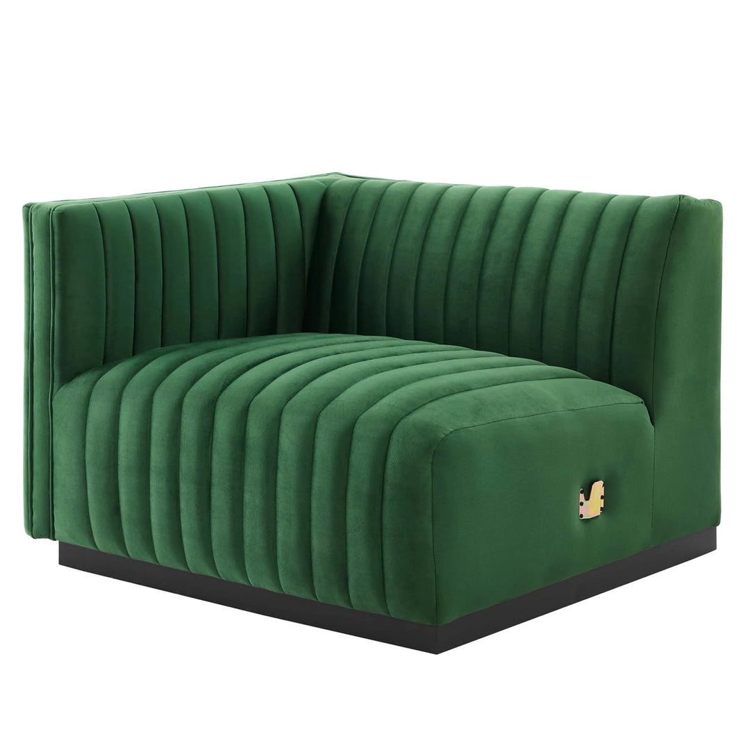 Collin Channel Tufted Performance Velvet Sofa - Black Emerald