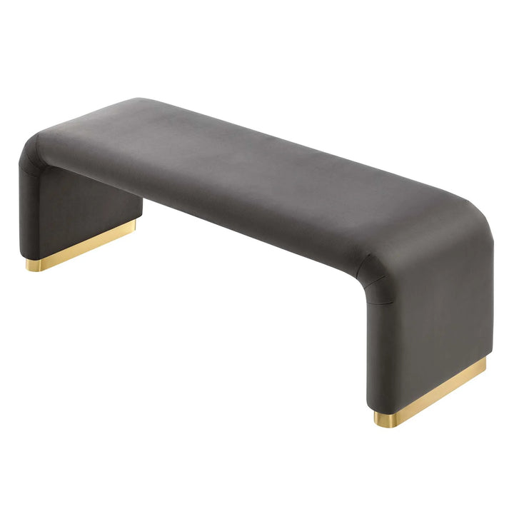 Dell Performance Velvet Waterfall Long Bench - Brass Storm Gray