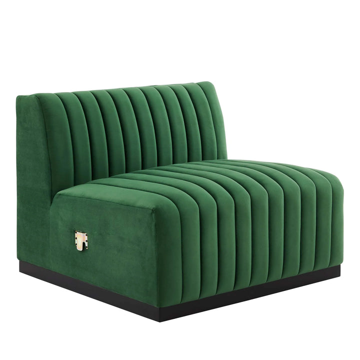 Collin Channel Tufted Performance Velvet Sofa - Black Emerald