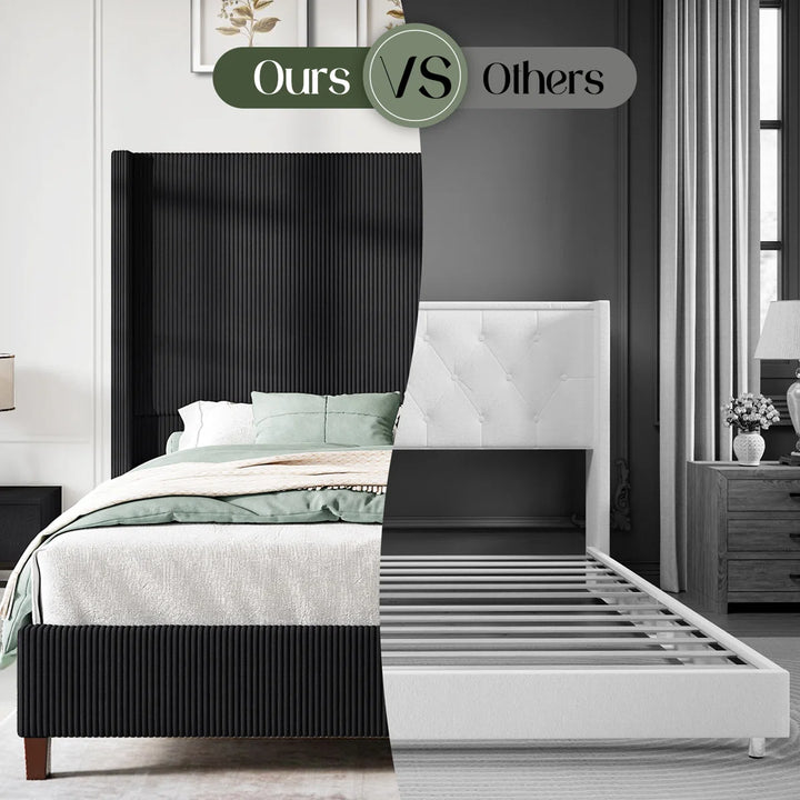Dunwoody Upholstered Wingback Platform Bed