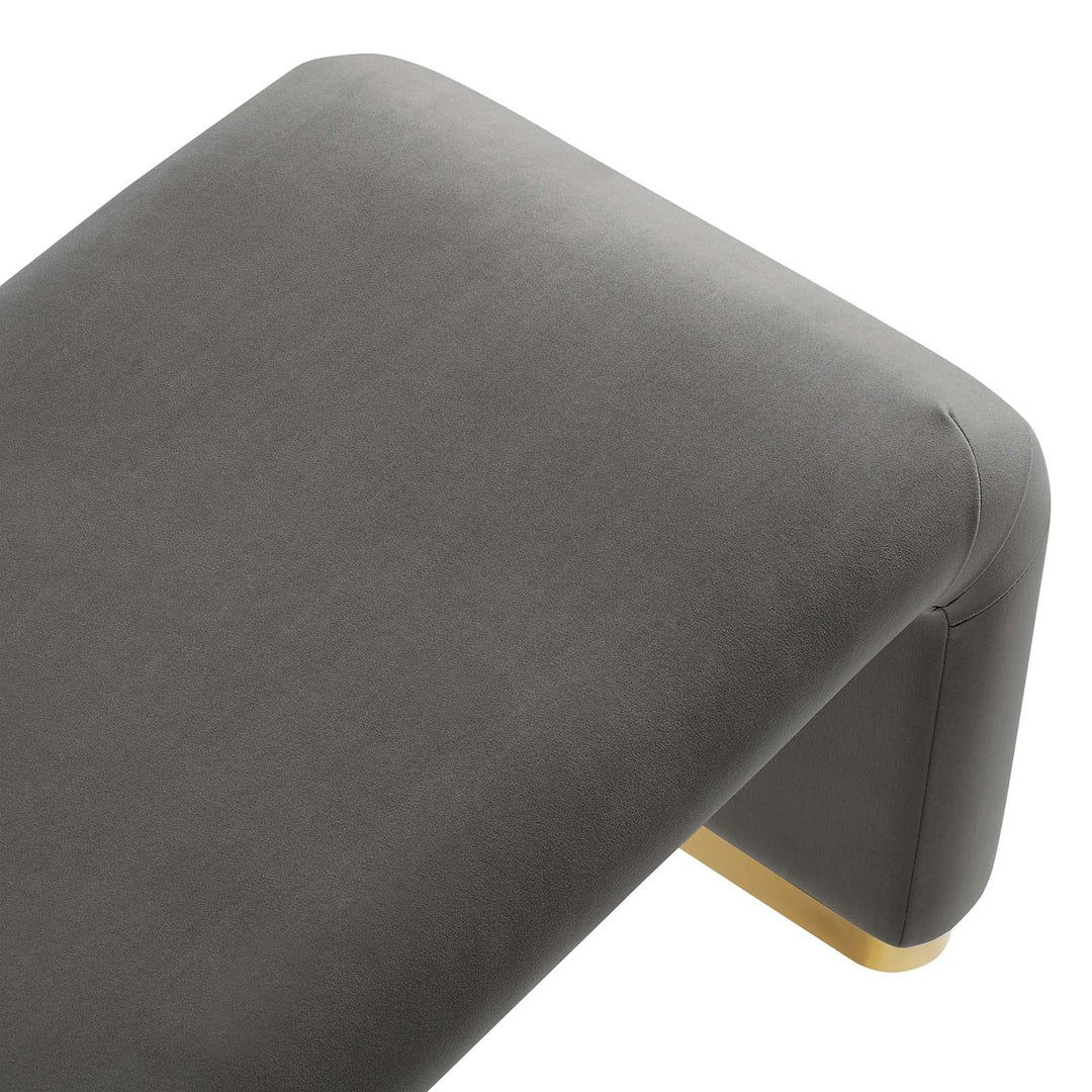 Dell Performance Velvet Waterfall Long Bench - Brass Storm Gray