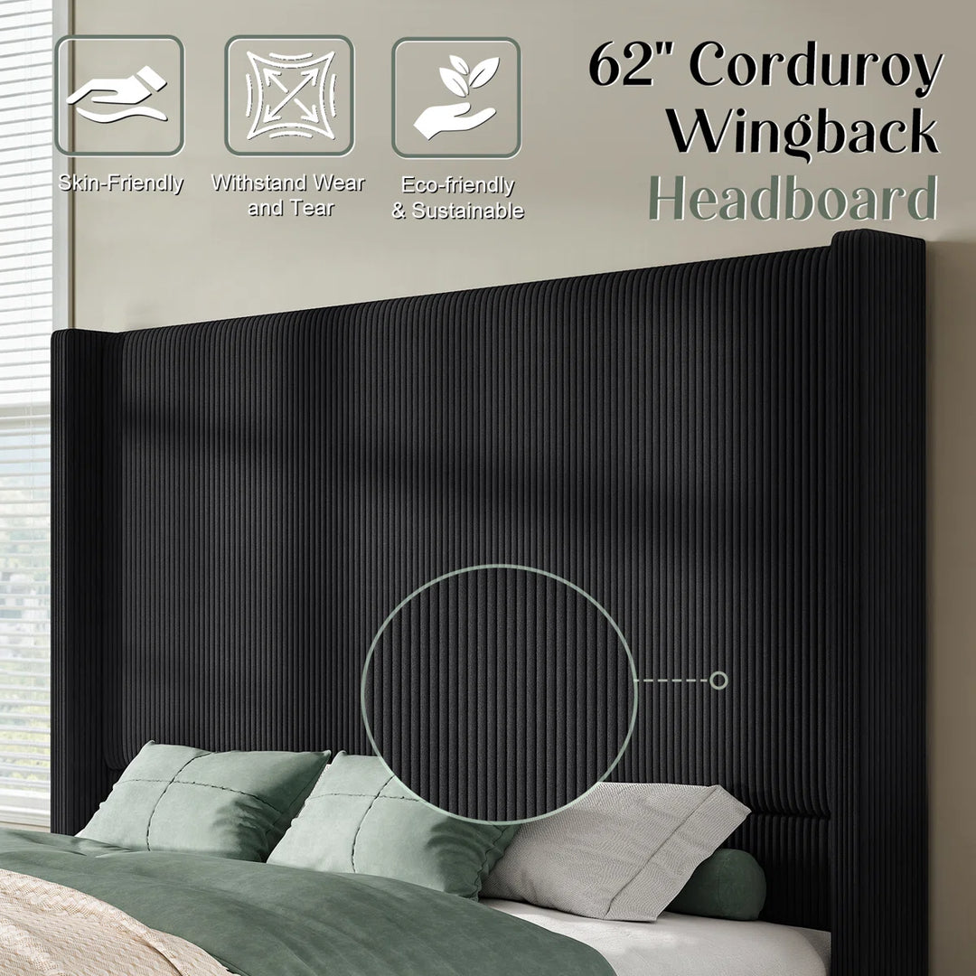 Dunwoody Upholstered Wingback Platform Bed