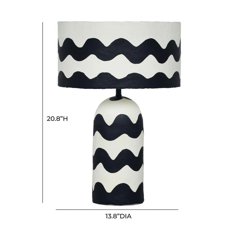 Tilley Black Waves Papier Mache Table Lamp