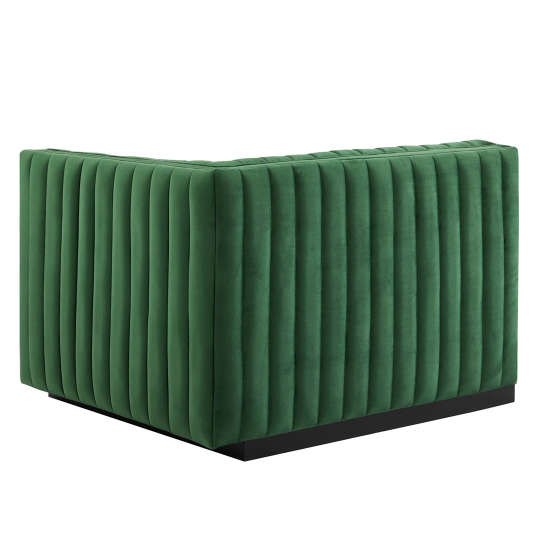 Collin Channel Tufted Performance Velvet Sofa - Black Emerald