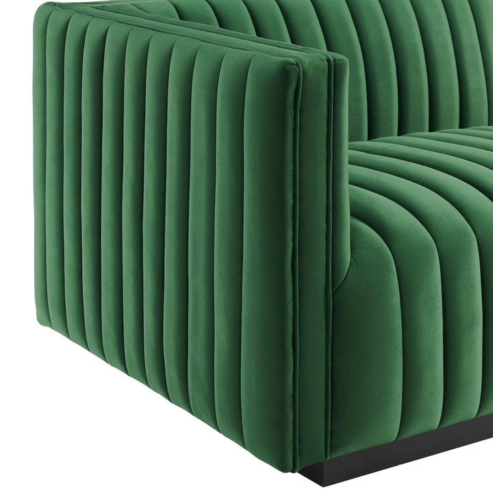 Collin Channel Tufted Performance Velvet Sofa - Black Emerald