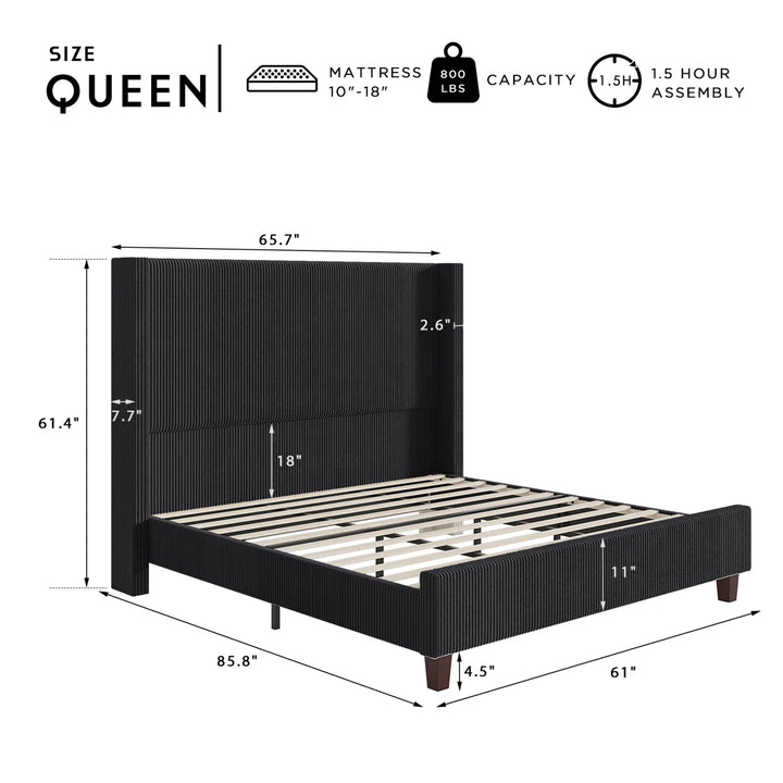 Dunwoody Upholstered Wingback Platform Bed