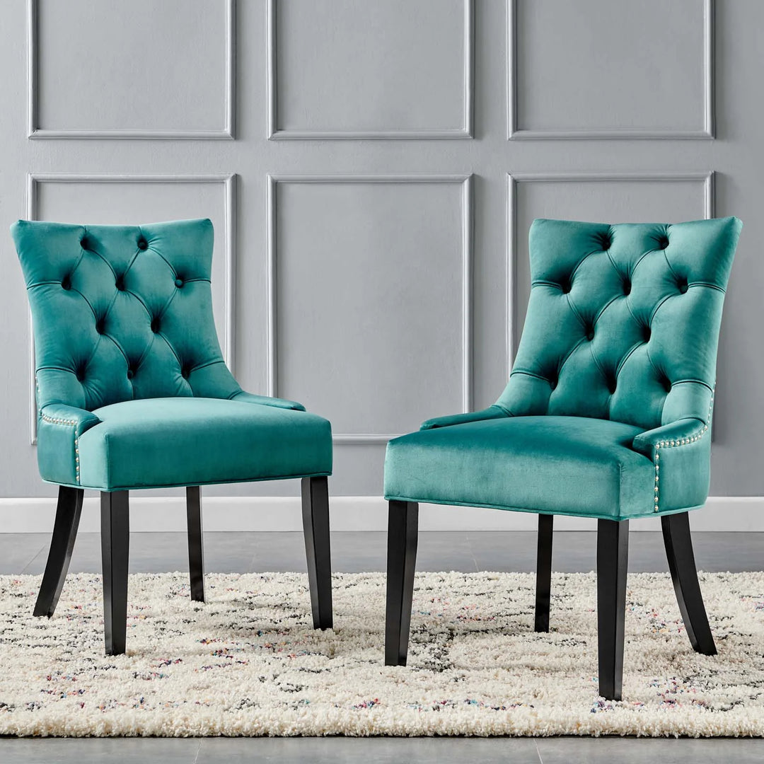 Grant Tufted Velvet Dining Chair Set of 2 - Teal