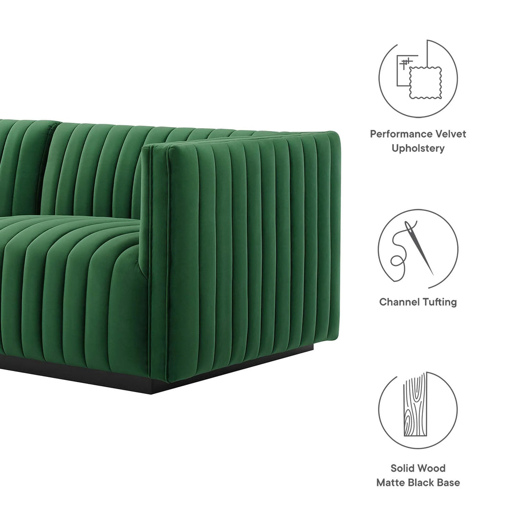 Collin Channel Tufted Performance Velvet Sofa - Black Emerald