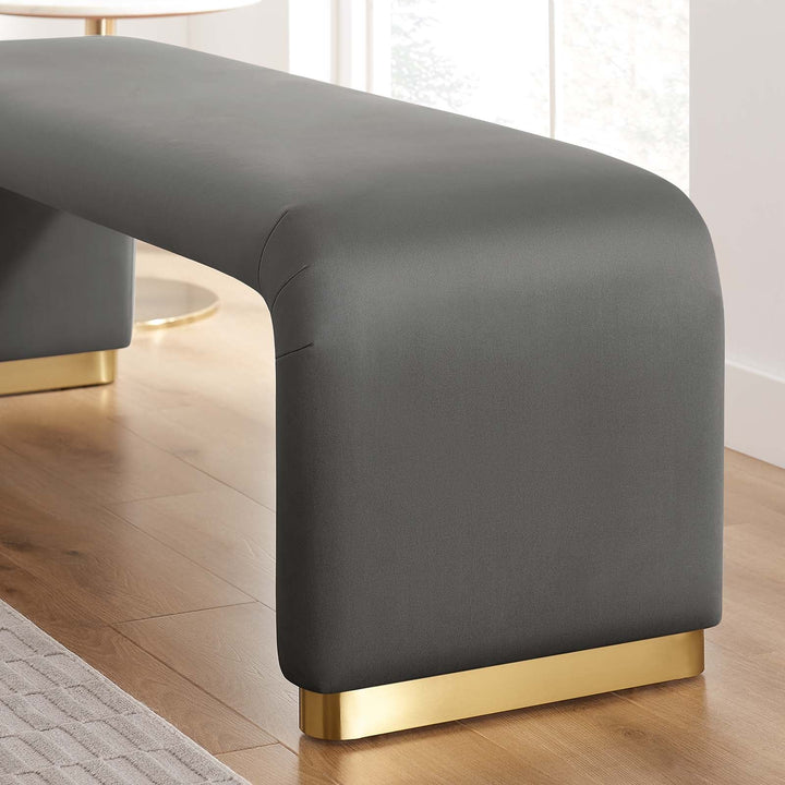 Dell Performance Velvet Waterfall Long Bench - Brass Storm Gray