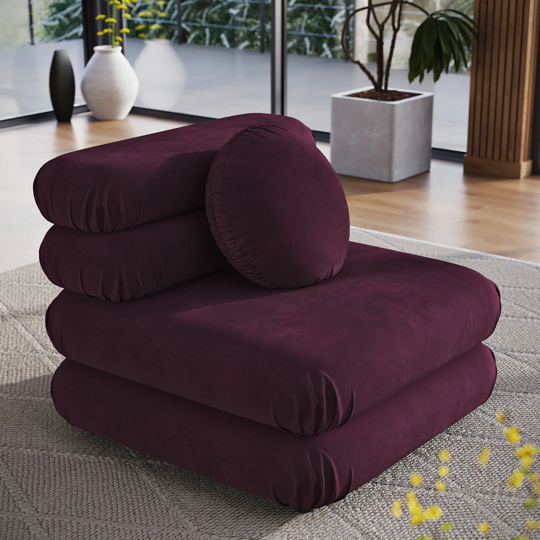 Billee Performance Velvet Armless Chair - Mulberry