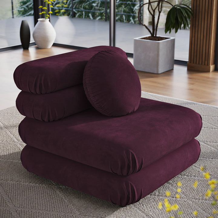 Billee Performance Velvet Armless Chair - Mulberry