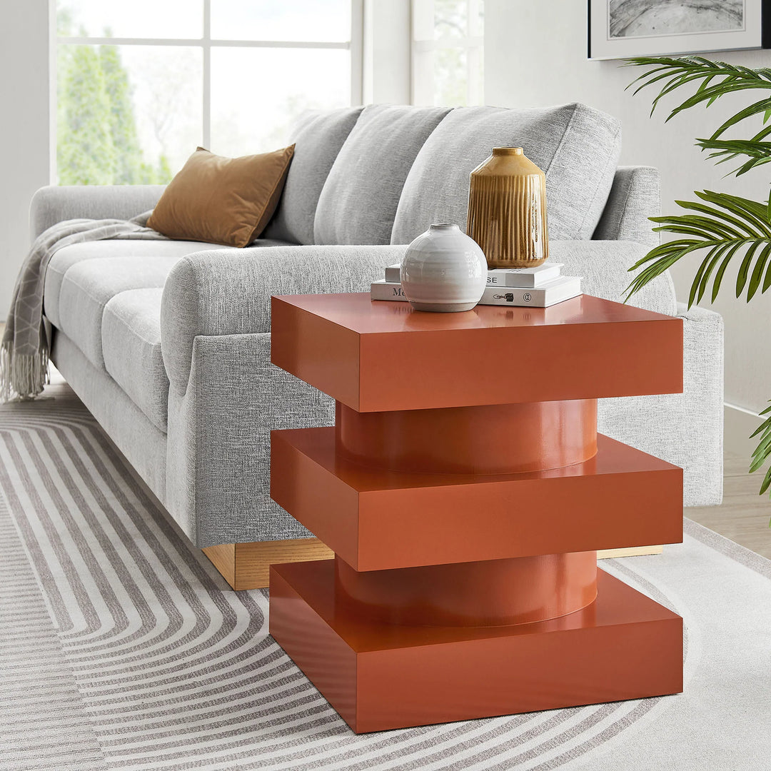 Stacked End Table - Orange