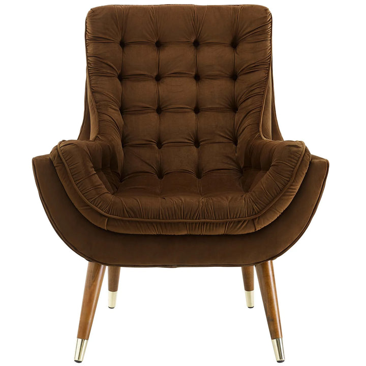 Sutton Velvet Lounge Chair Brown