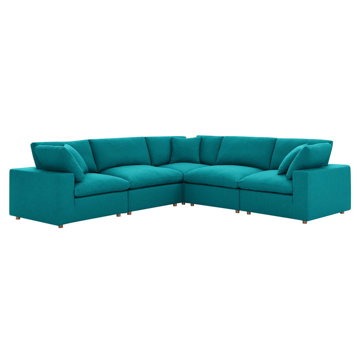 Canon Down Filled Overstuffed 5 Piece Sectional Sofa - Teal