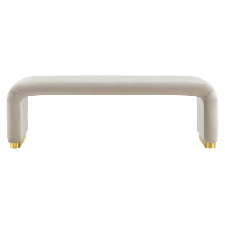 Dell Performance Velvet Waterfall Long Bench - Brass Almond