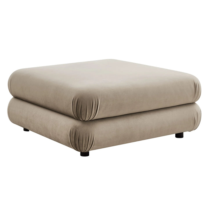 Billee Performance Velvet Ottoman - Taupe