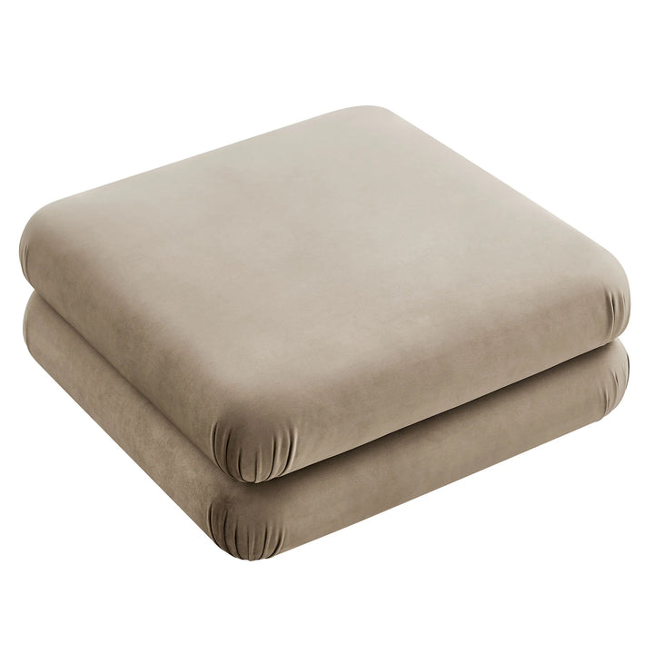 Billee Performance Velvet Ottoman - Taupe