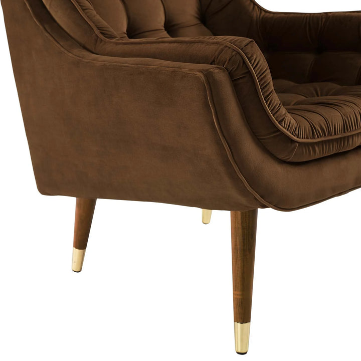 Sutton Velvet Lounge Chair Brown