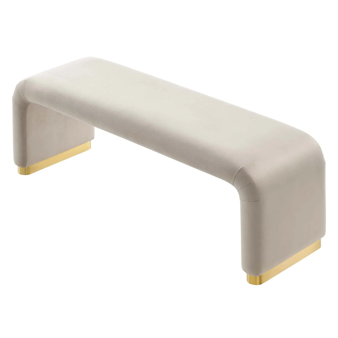 Dell Performance Velvet Waterfall Long Bench - Brass Almond