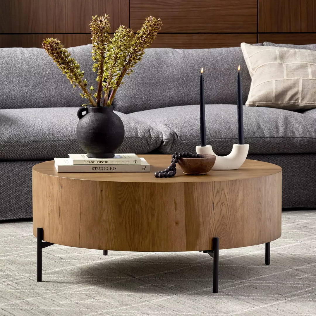 Eaton Drum Coffee Table Amber Oak