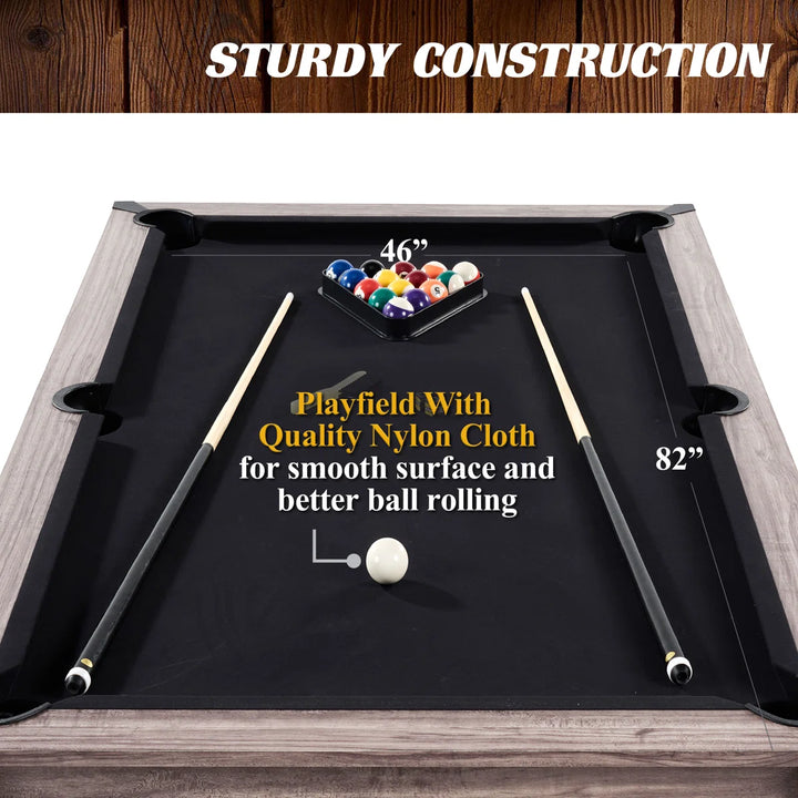 Barrington Billiards Monteray 3-in-1 Combination Table includes 7’ Billiard Table, Table Tennis and Dining Top with Game Accessories & Rolling Storage Caddy