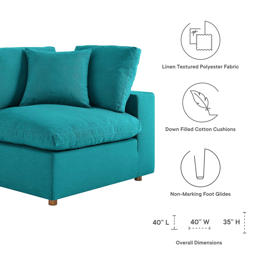 Canon Down Filled Overstuffed 5 Piece Sectional Sofa - Teal