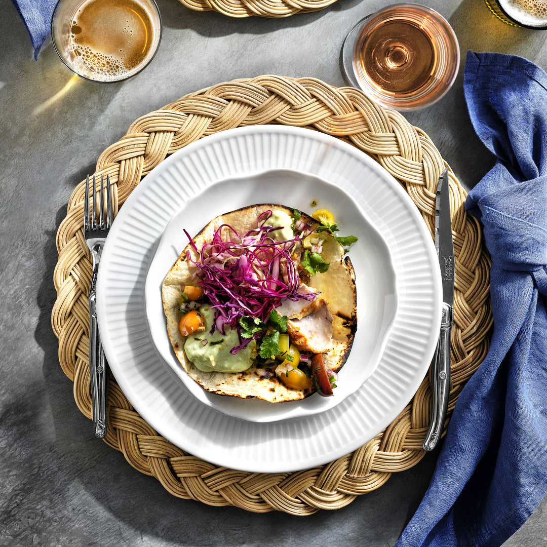 Pillivuyt Plisse Porcelain Dinner Plates, Set Of 4