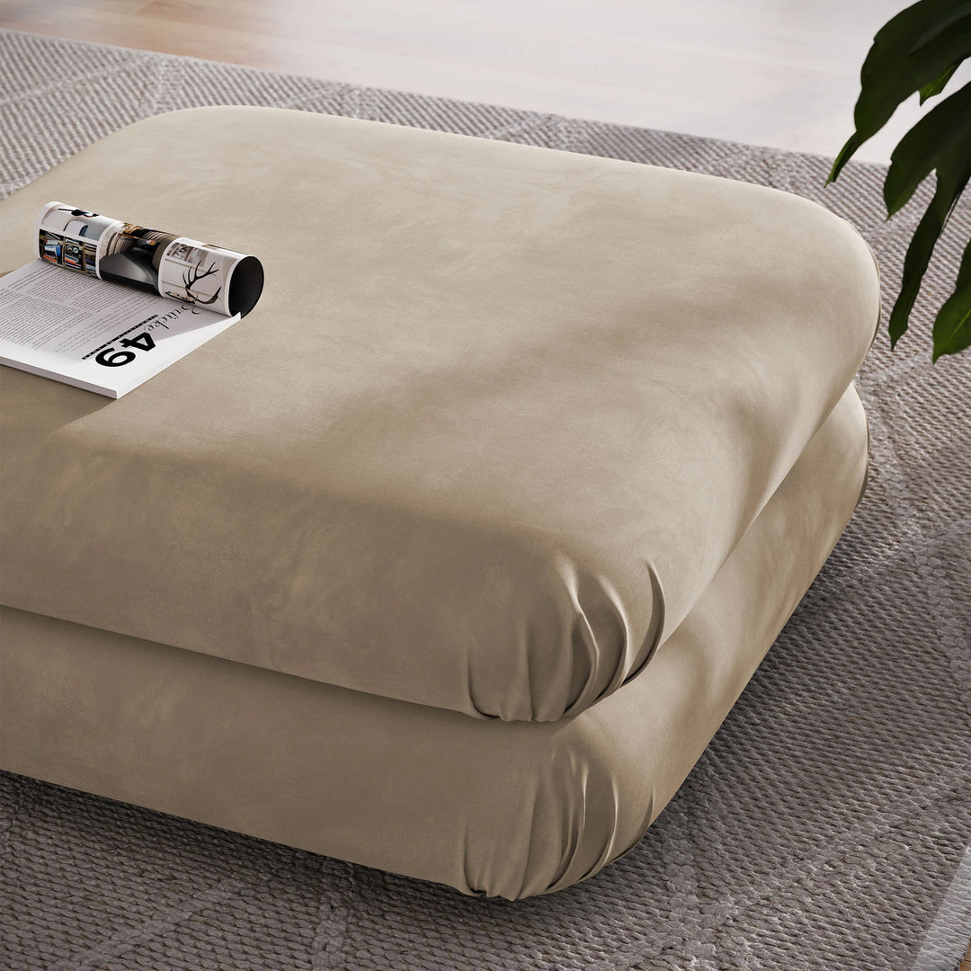 Billee Performance Velvet Ottoman - Taupe