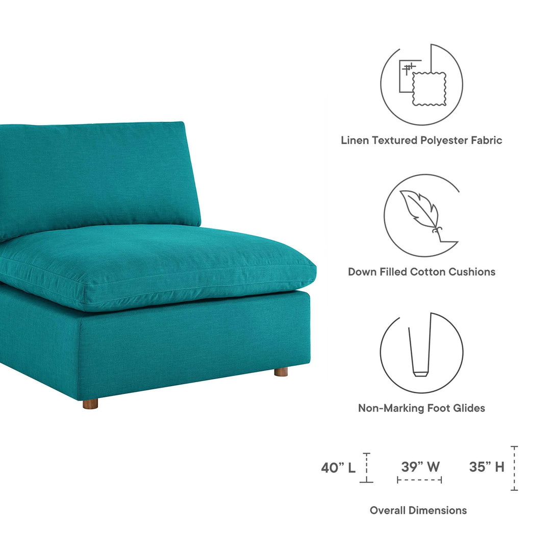 Canon Down Filled Overstuffed 5 Piece Sectional Sofa - Teal