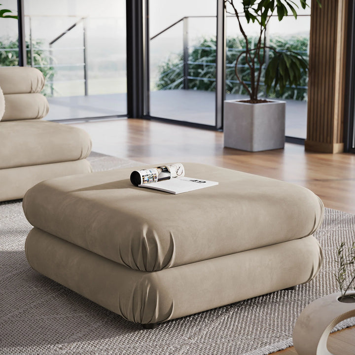 Billee Performance Velvet Ottoman - Taupe