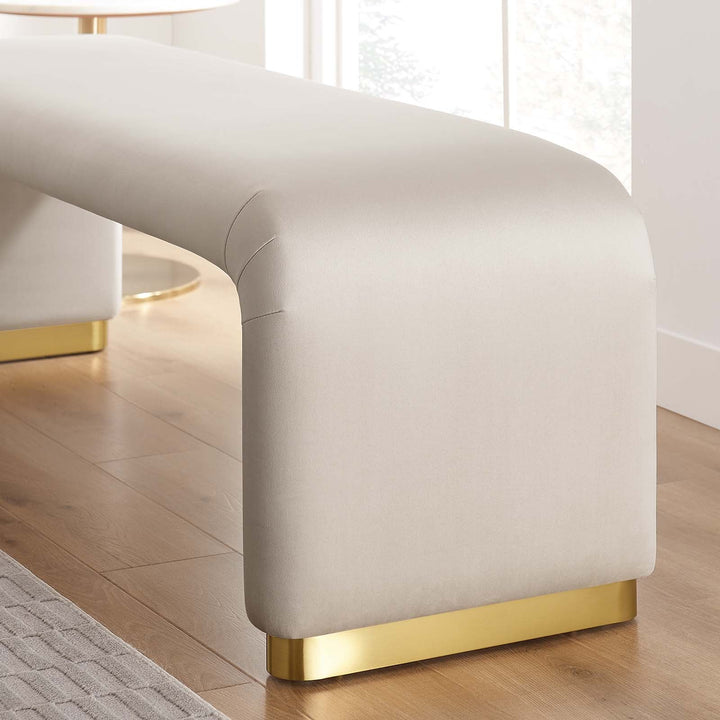 Dell Performance Velvet Waterfall Long Bench - Brass Almond