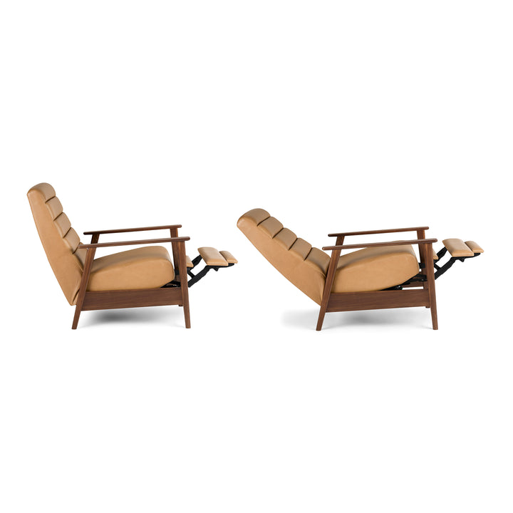 Ellow 28.5" Leather Reclining Lounge Chair - Charme Tan