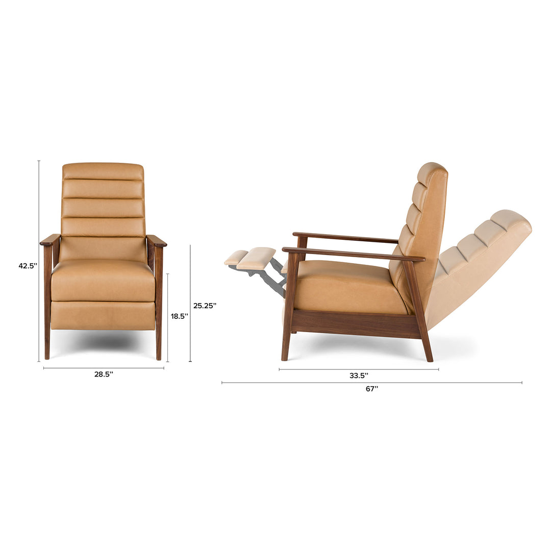 Ellow 28.5" Leather Reclining Lounge Chair - Charme Tan