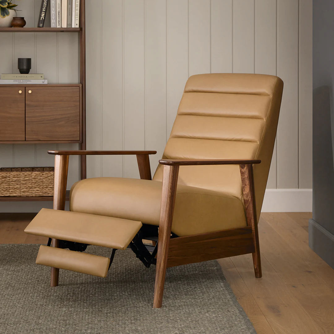 Ellow 28.5" Leather Reclining Lounge Chair - Charme Tan